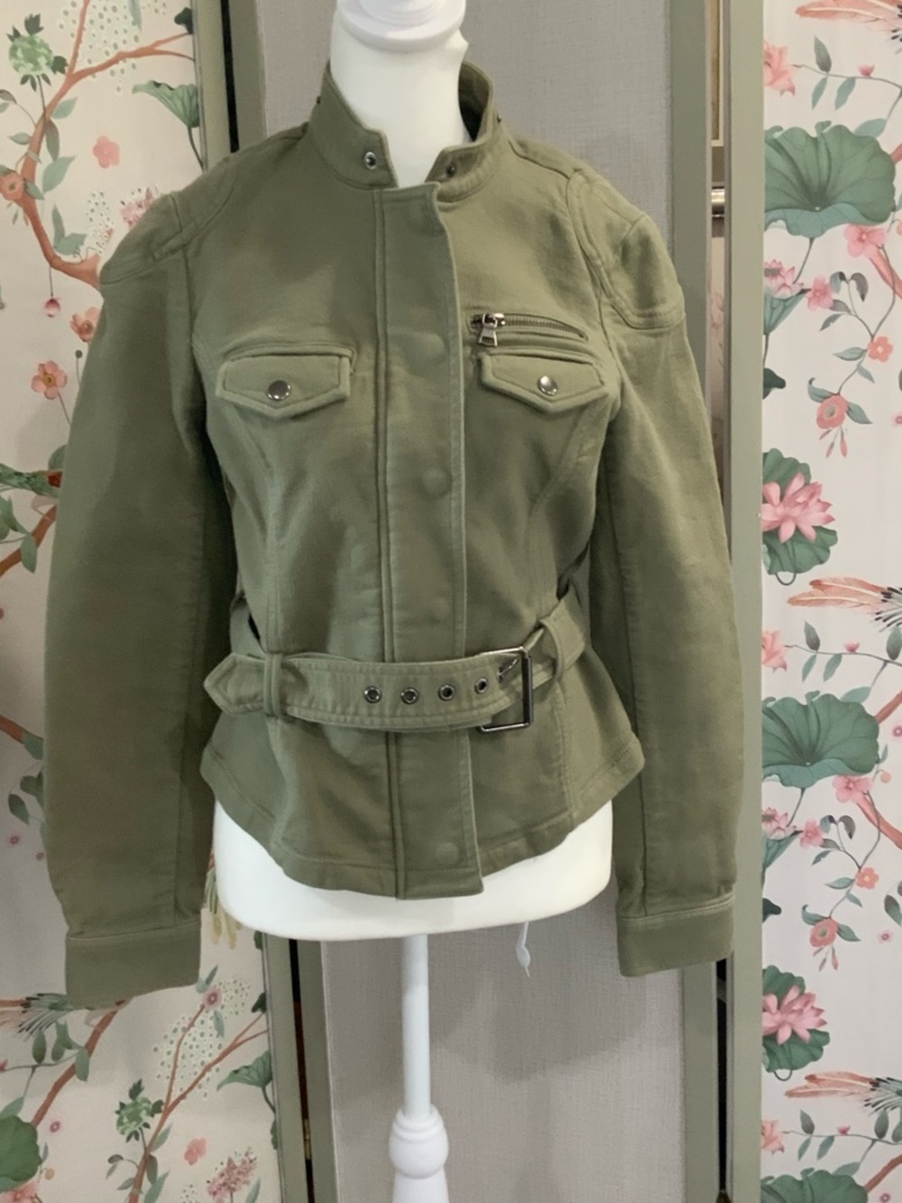 Banana Republic Olive Military-Style Belted Jacket